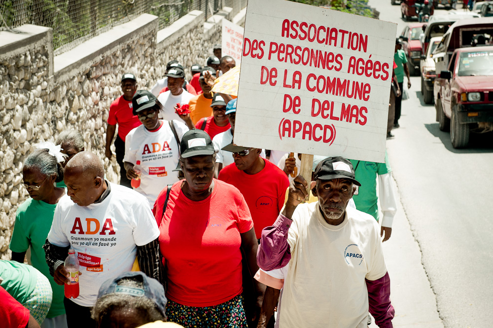 Older people march for their rights in Haiti.