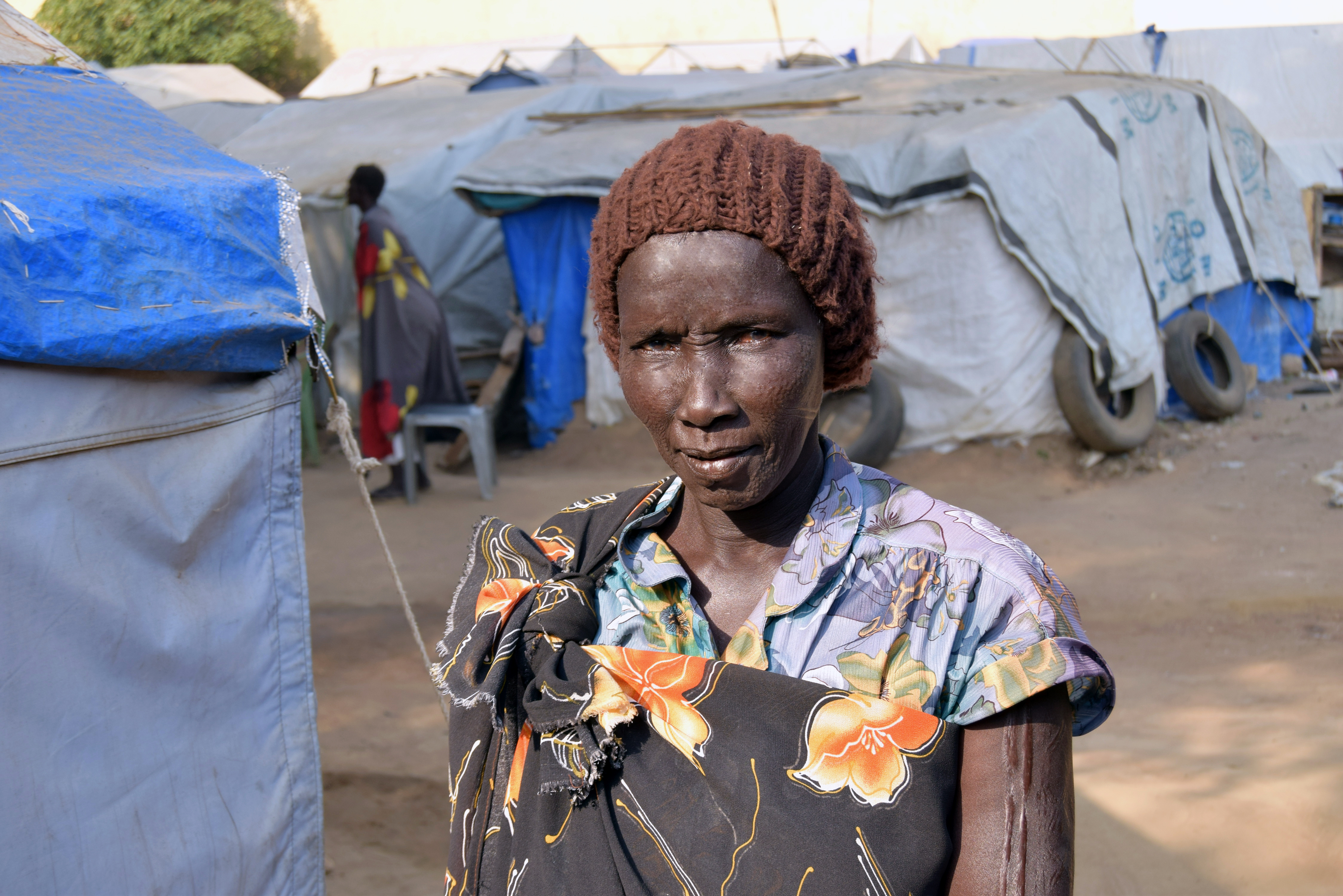 Angelina in a temporary camp in Juba.
