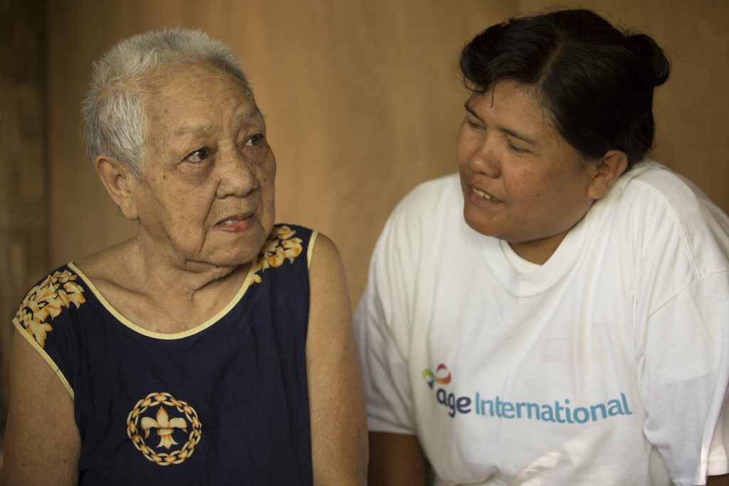 Daw Khin is a homecare volunteer and visits Daw Tin Hia once a month.