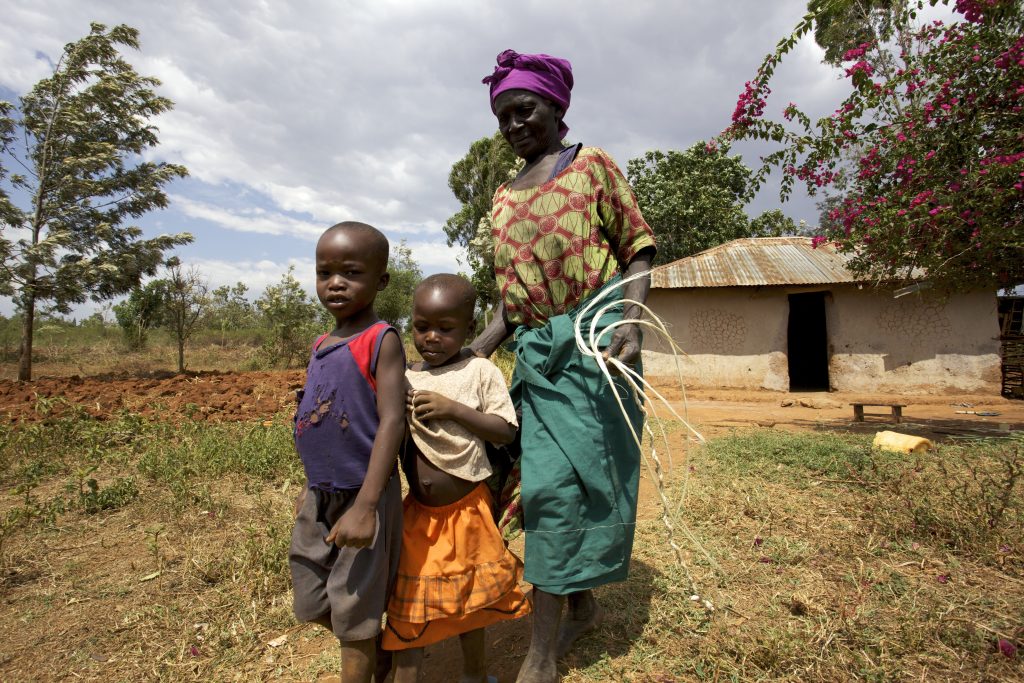 Mama Brigita with grandchildren, Kenya